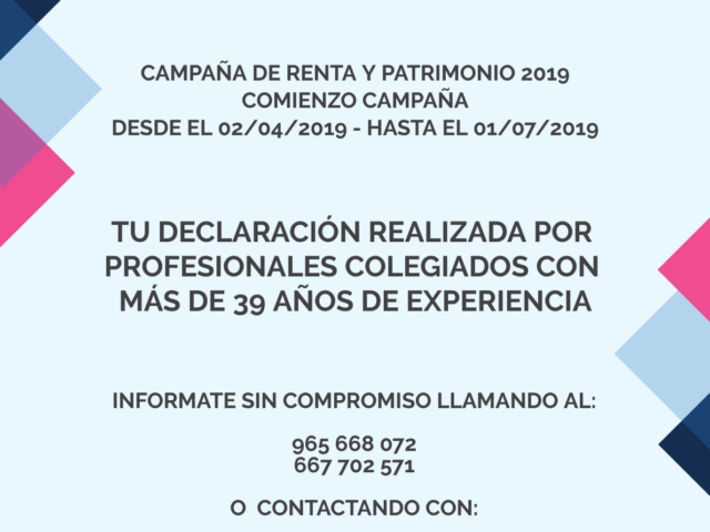 CAMPAÑA RENTA 2019 CONSULTORÍA INTEGRAL SAN VICENTE
